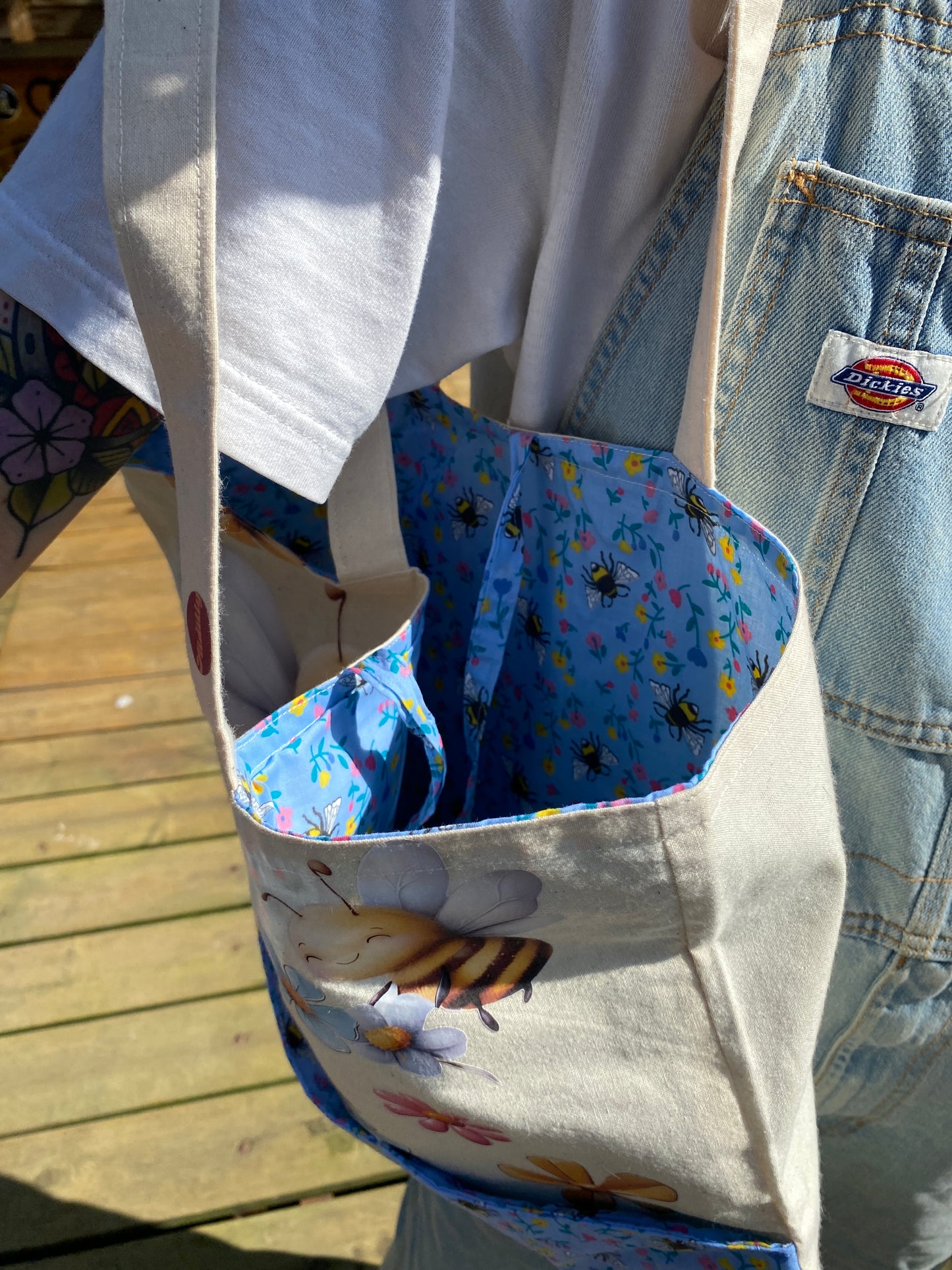 Bee & Flower Padded Tote Bag