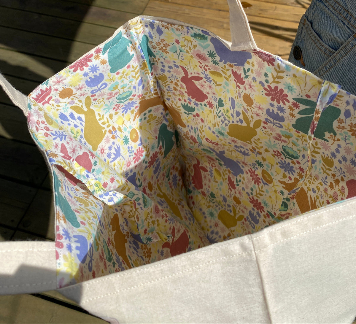 Floral Bunny Padded Tote Bag
