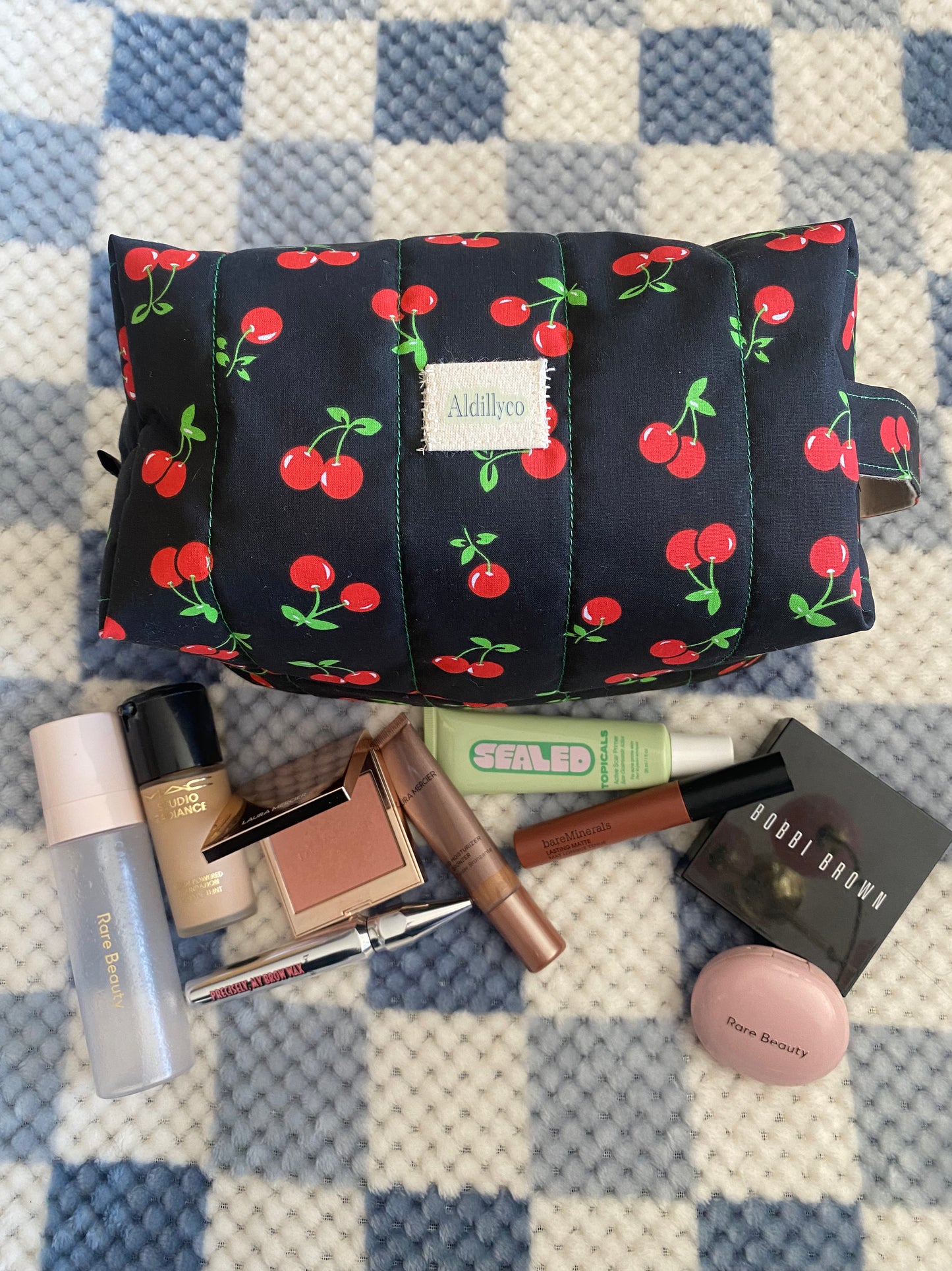 Very Cherry Black Makeup Bag