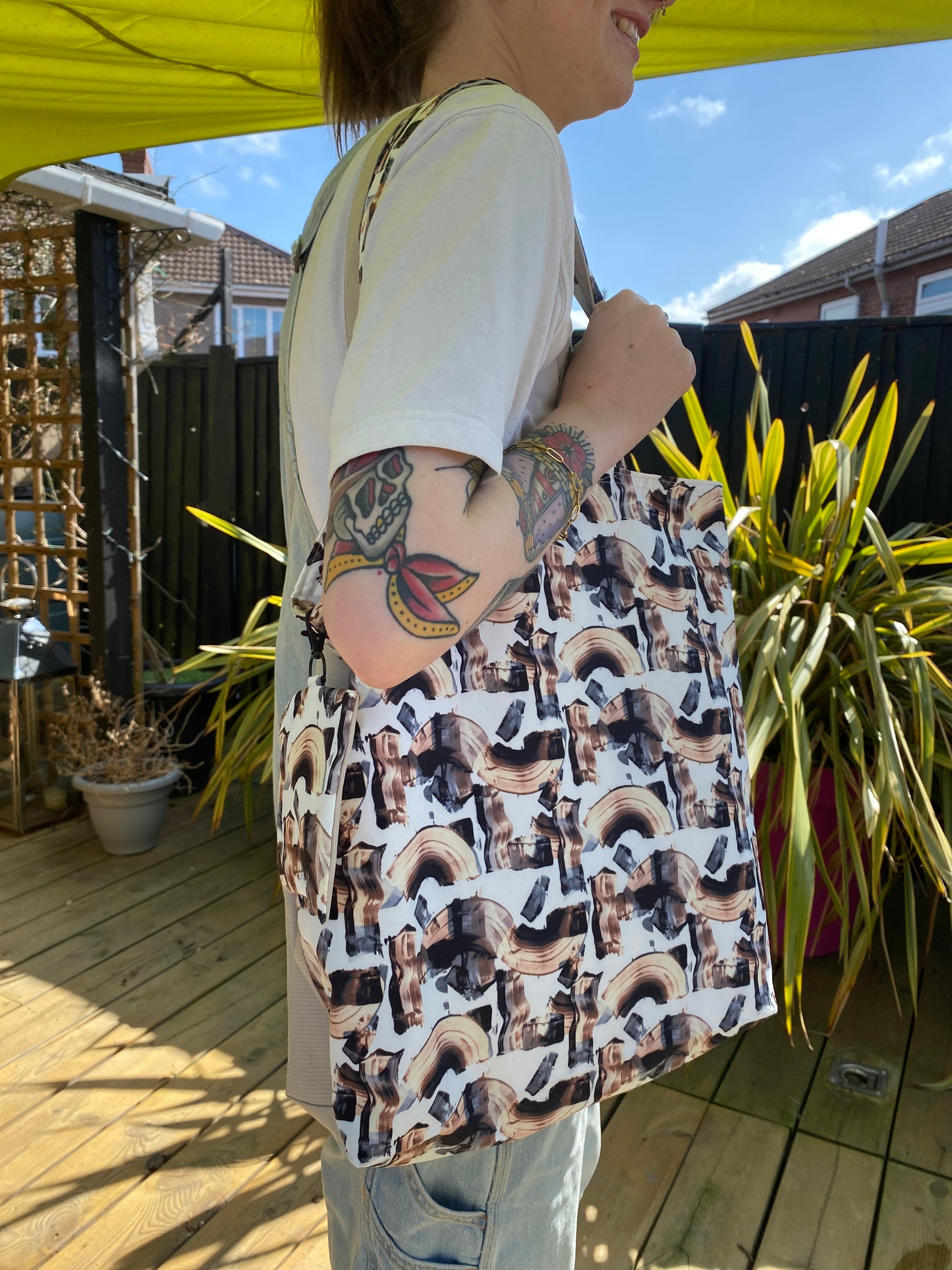 Illustrative Neutral Tote Bag