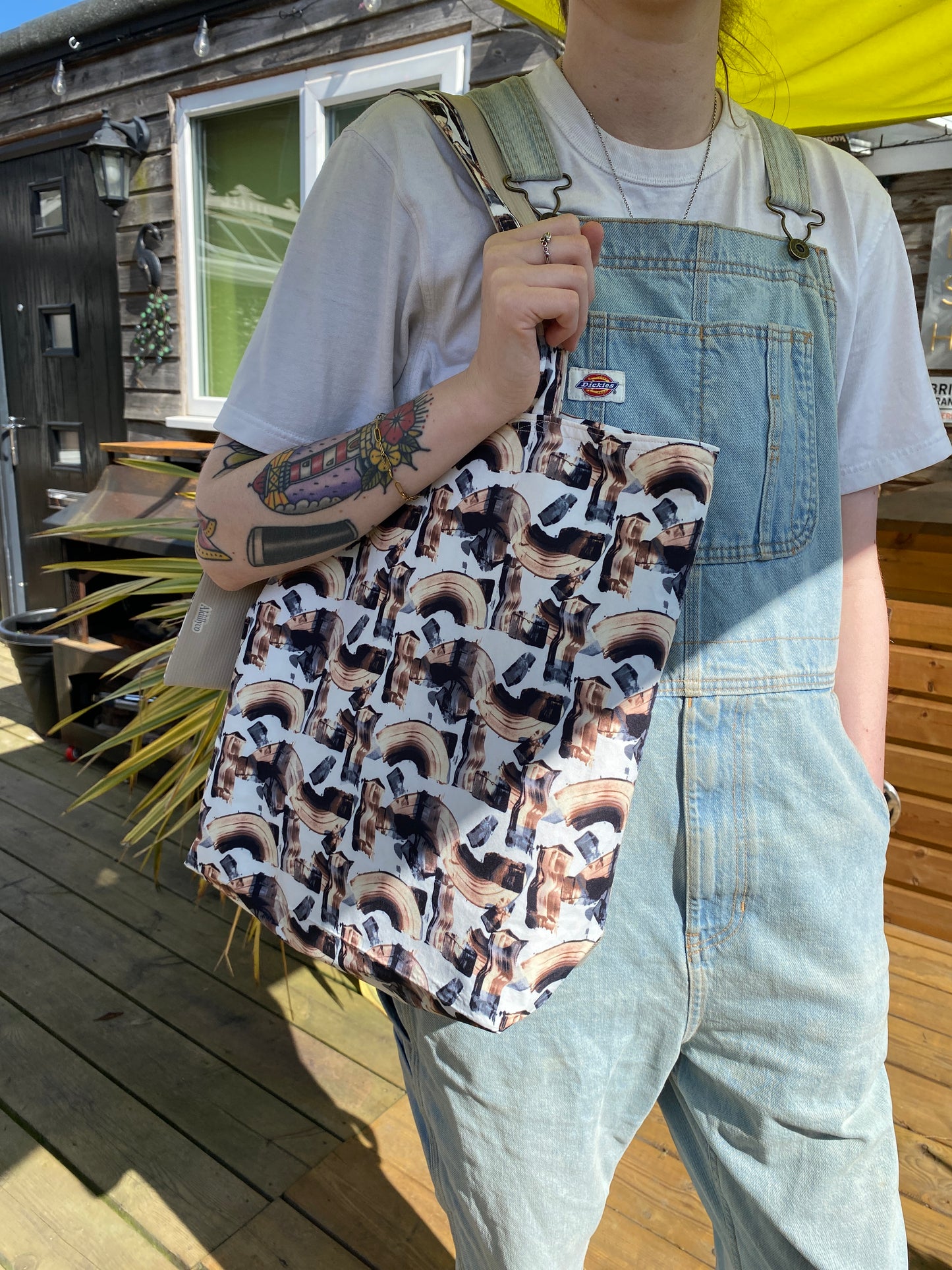 Illustrative Neutral Tote Bag