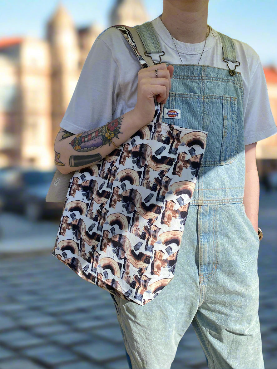 Illustrative Neutral Tote Bag