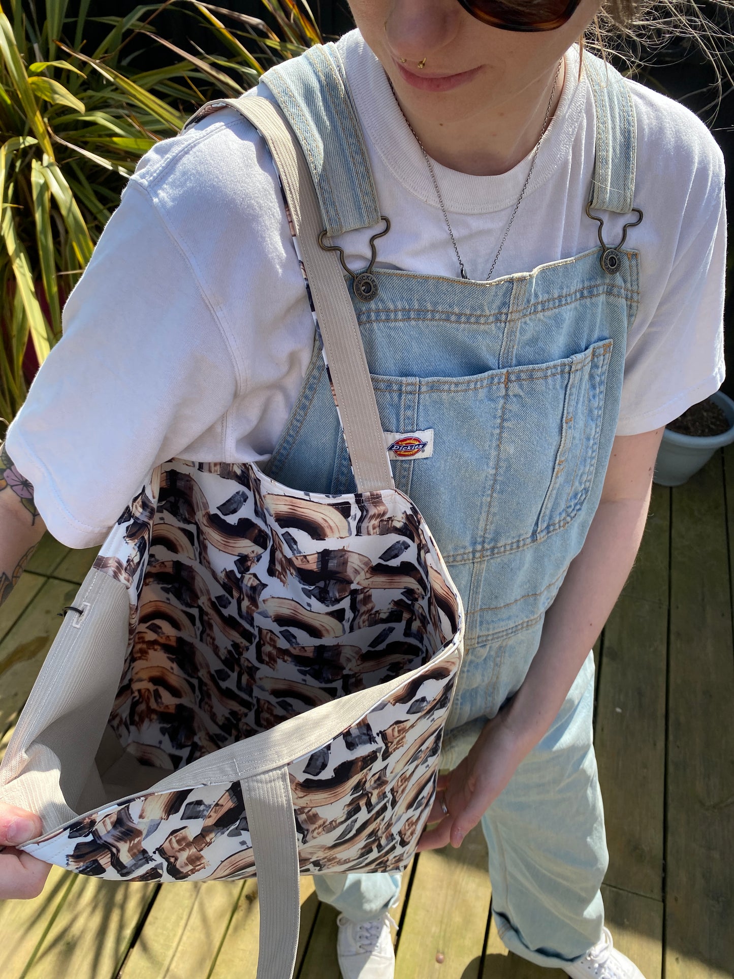 Illustrative Neutral Tote Bag