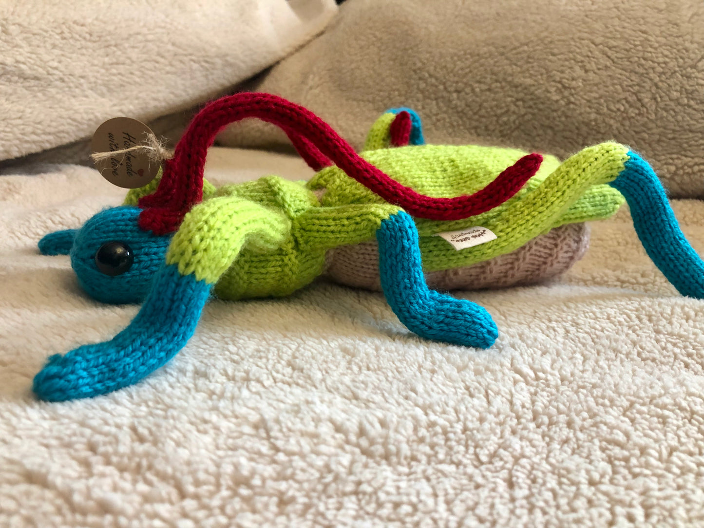 Colourful Knitted Grasshopper