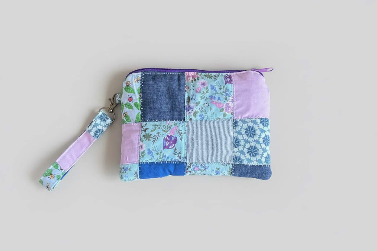 Periwinkle Patchwork Pouch