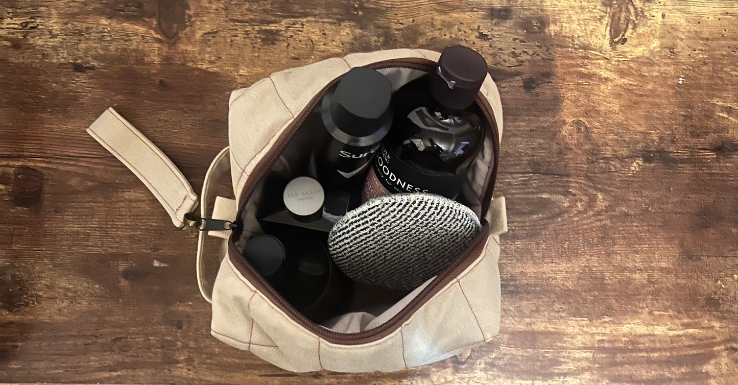 Neutral Canvas Soft Toiletry Bag