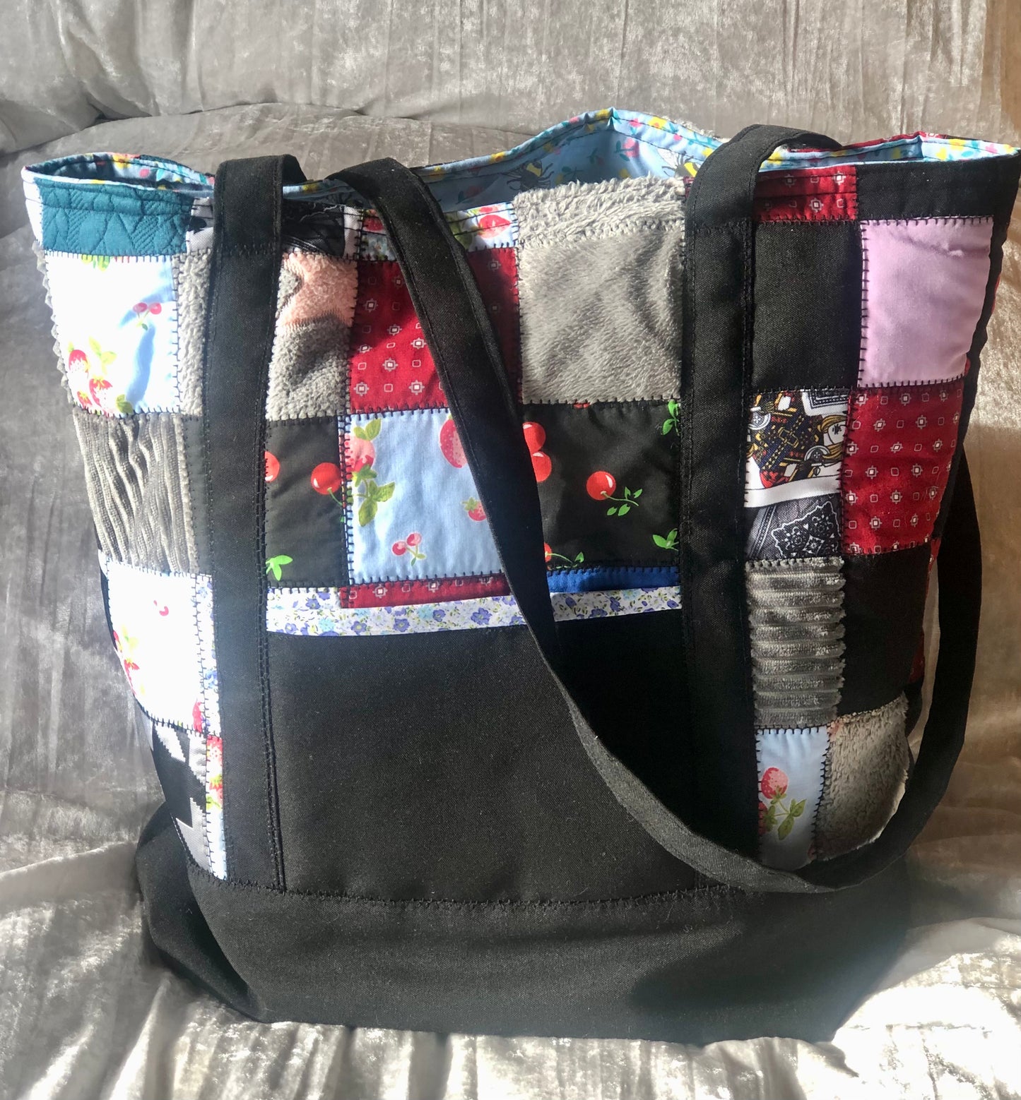 Black Patchwork Tote Bag