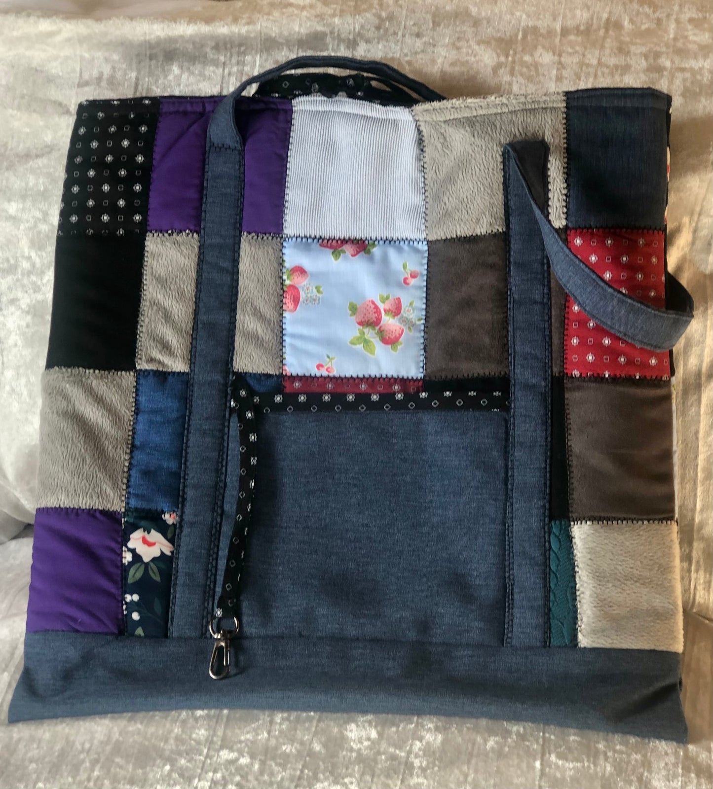 Blue Patchwork Tote Bag