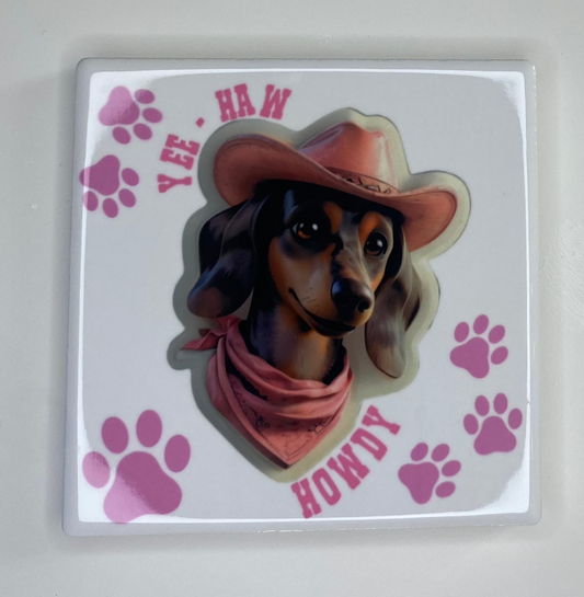 Howdy Dachshund Coaster