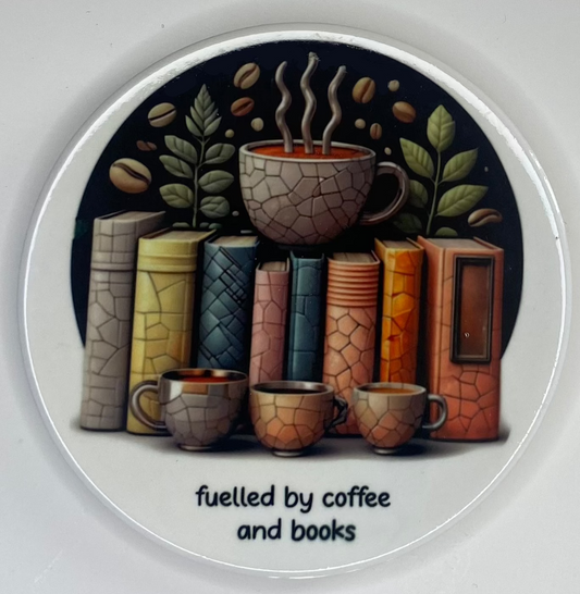 Fuelled by Coffee & Books Round Coaster