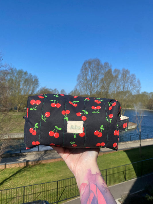 Very Cherry Black Makeup Bag