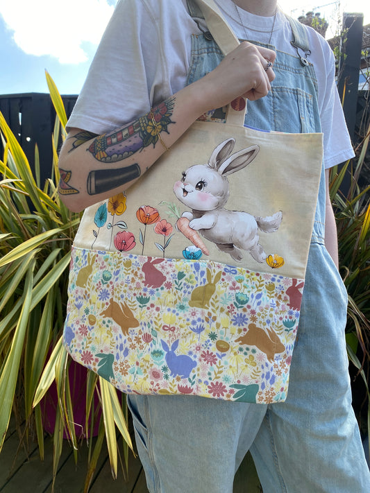 Floral Bunny Padded Tote Bag