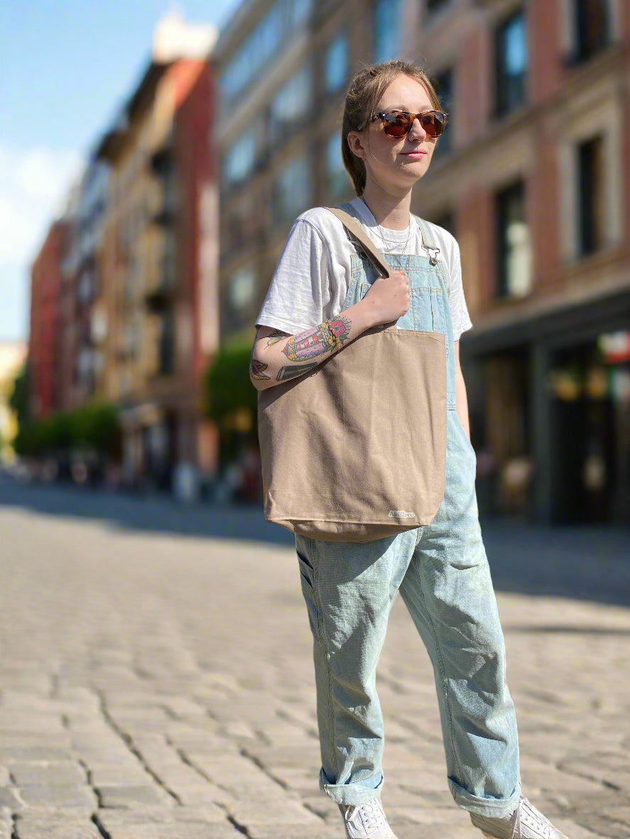 Neutral/Floral Reversible Tote Bag