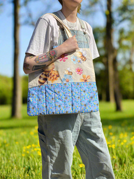 Bee & Flower Padded Tote Bag