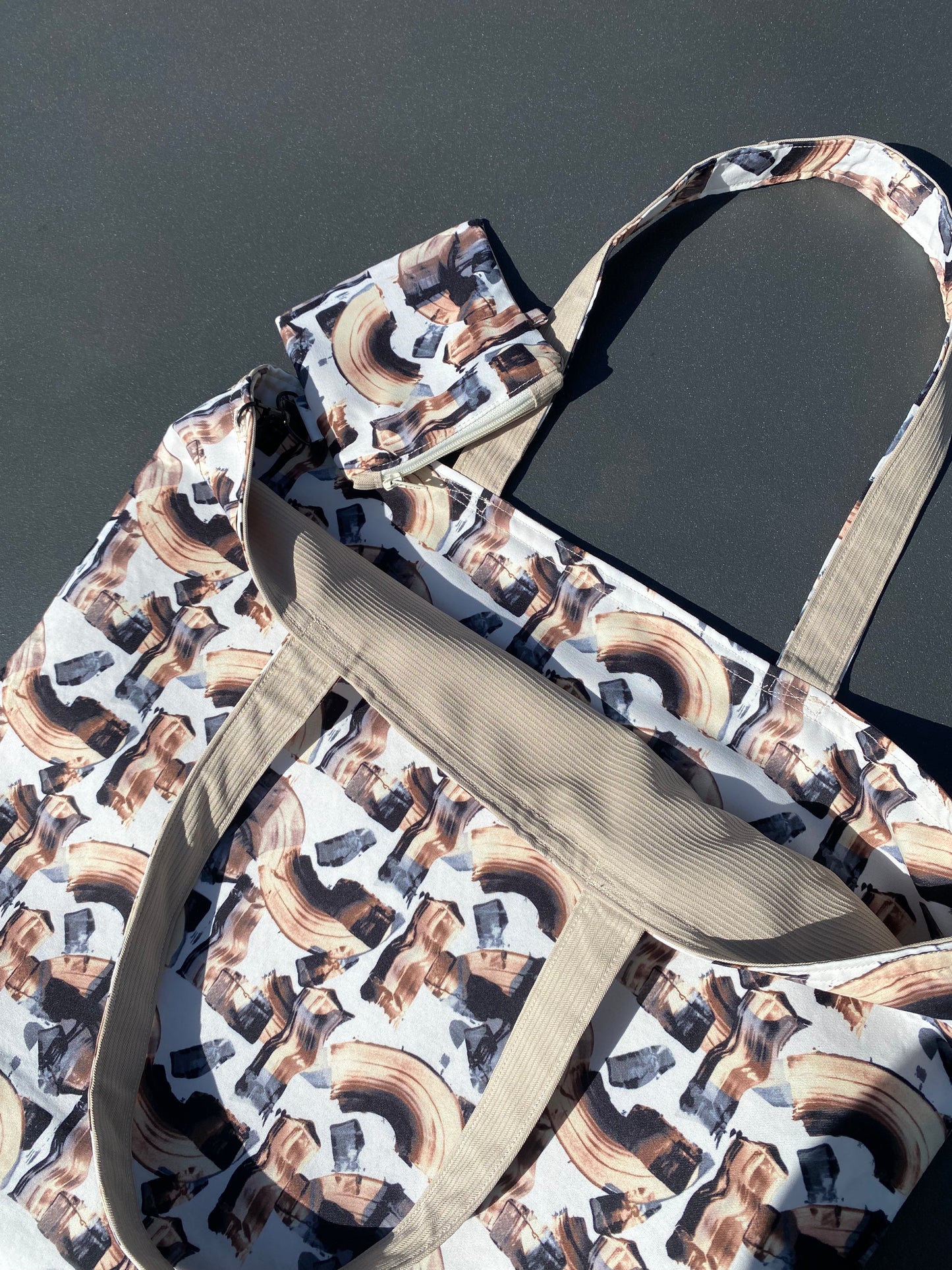 Illustrative Neutral Tote Bag