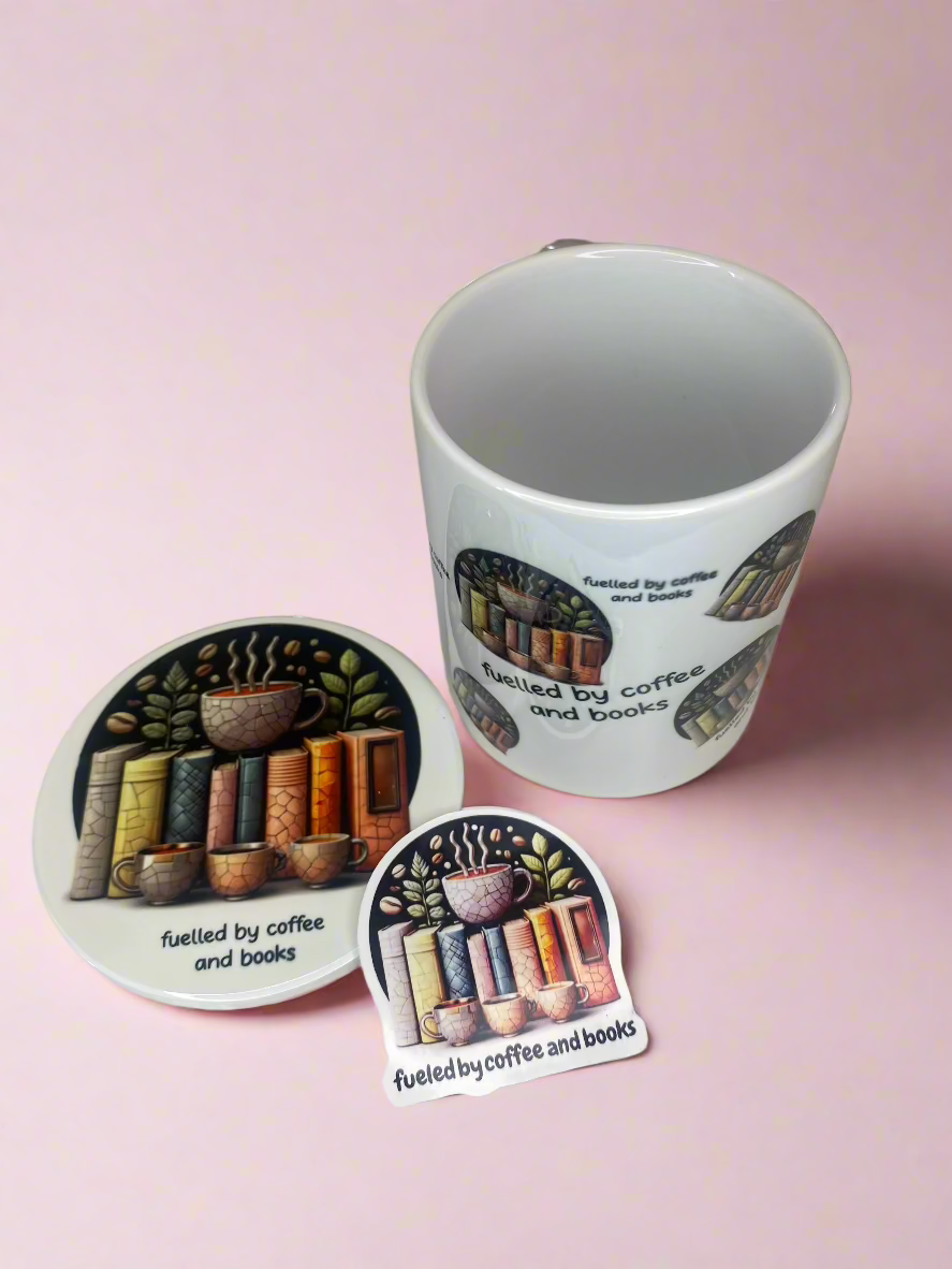 Fuelled by Coffee & Books Round Coaster