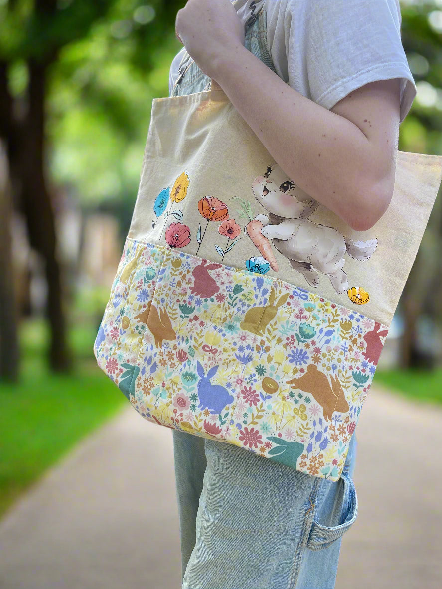 Floral Bunny Padded Tote Bag