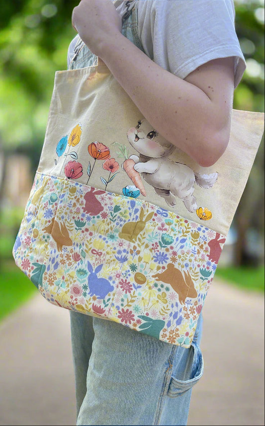 Floral Bunny Padded Tote Bag