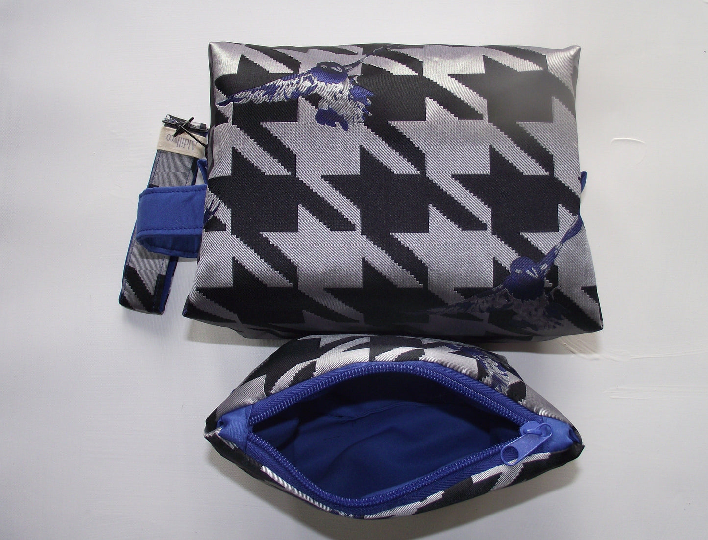 The Bluebird Houndstooth Mini Pouch