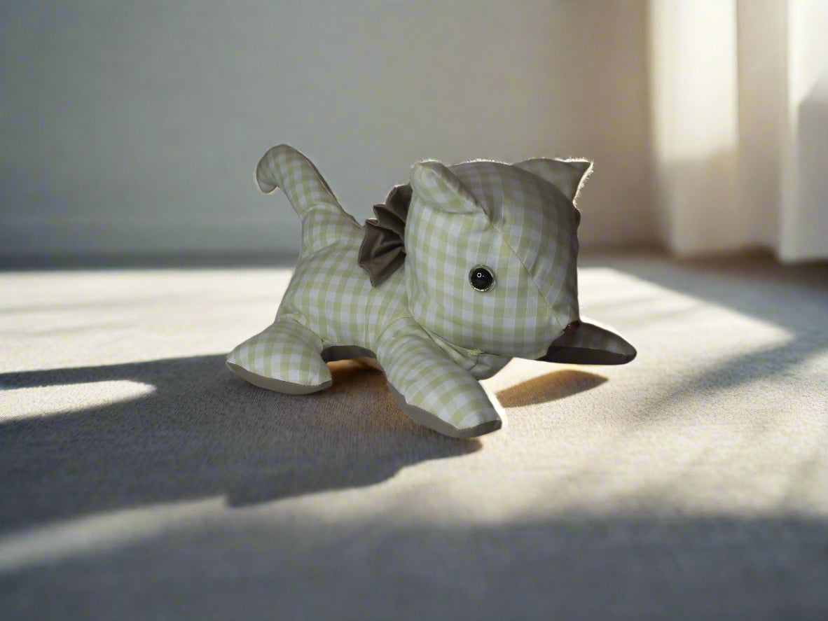 The Sunny Gingham Stuffed Cat