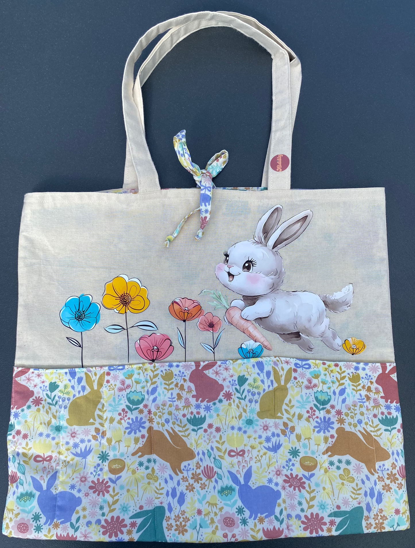 Floral Bunny Padded Tote Bag
