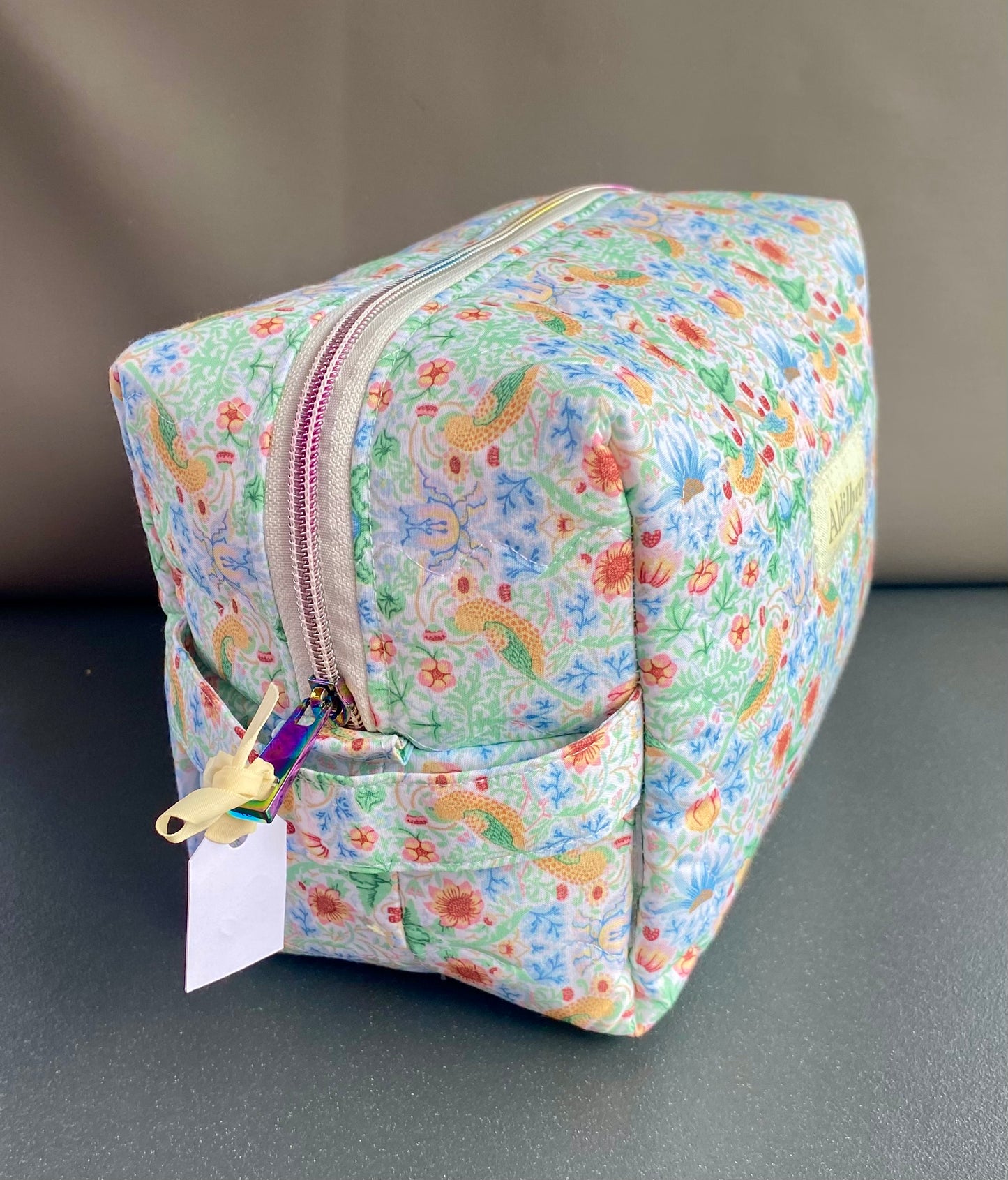 Bird & Floral Print Toiletry & Cosmetic Bag