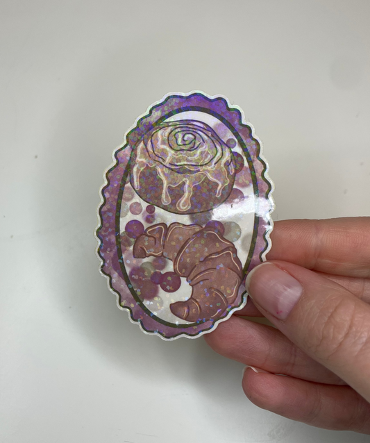 Coffee & Croissant Sparkle Sticker