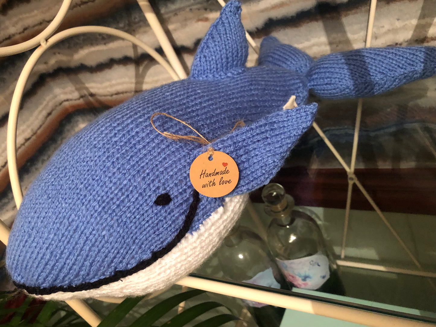 Blue & White Knitted Whale