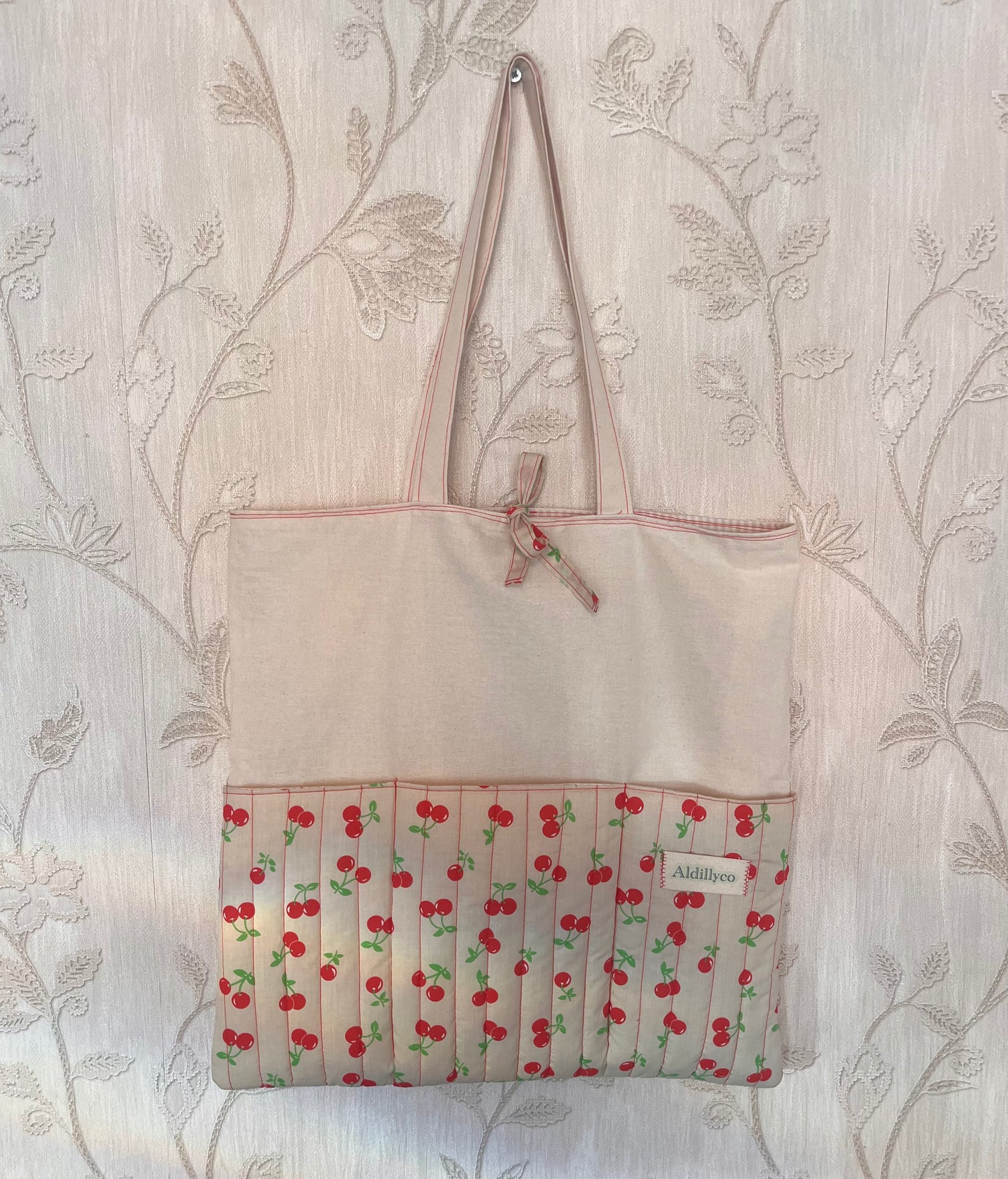 Very Cherry Beige Padded Tote Bag