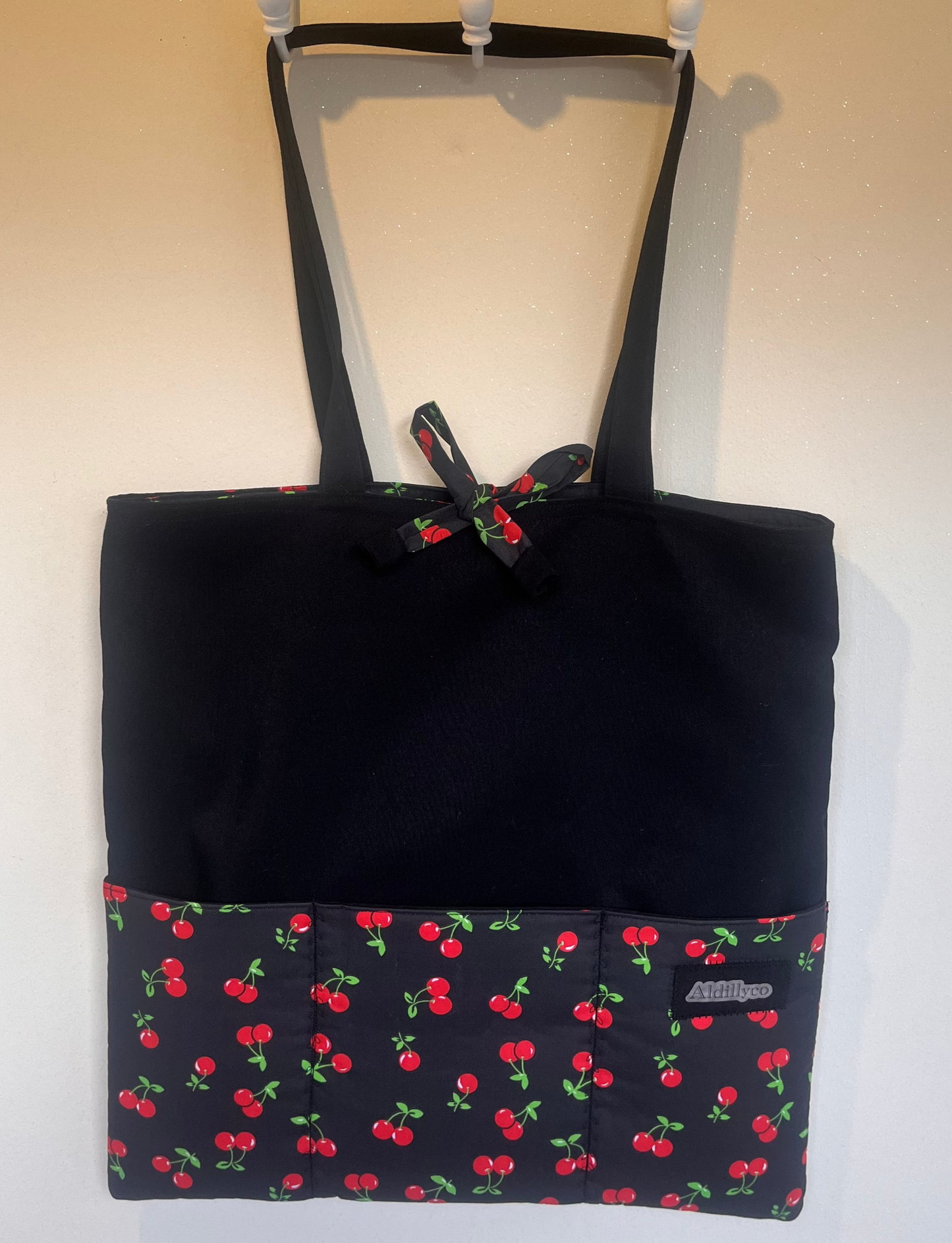 Very Cherry Black Tote Bag