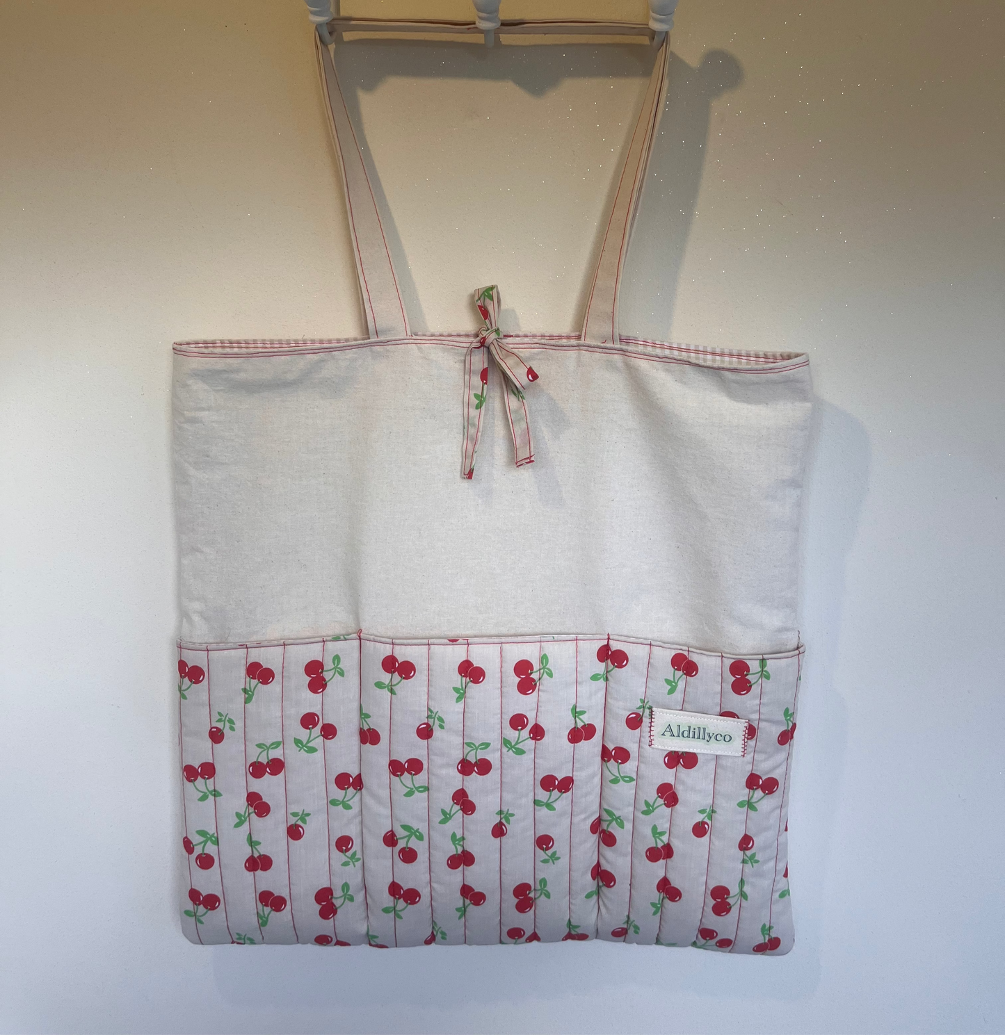Very Cherry Beige Padded Tote Bag