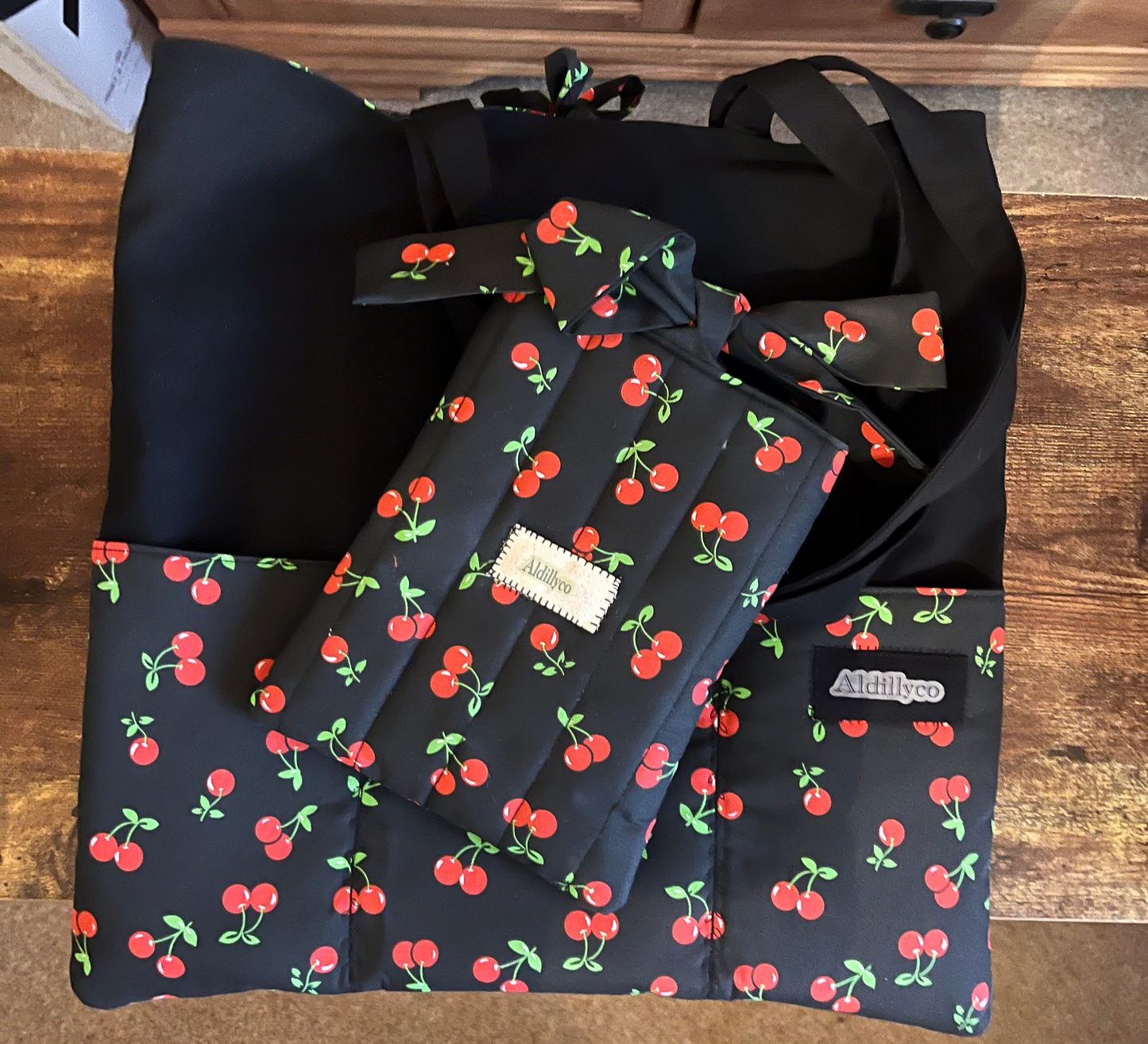 Very Cherry Black Tote Bag
