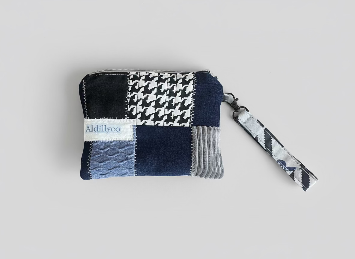 Mended Houndstooth Pouch