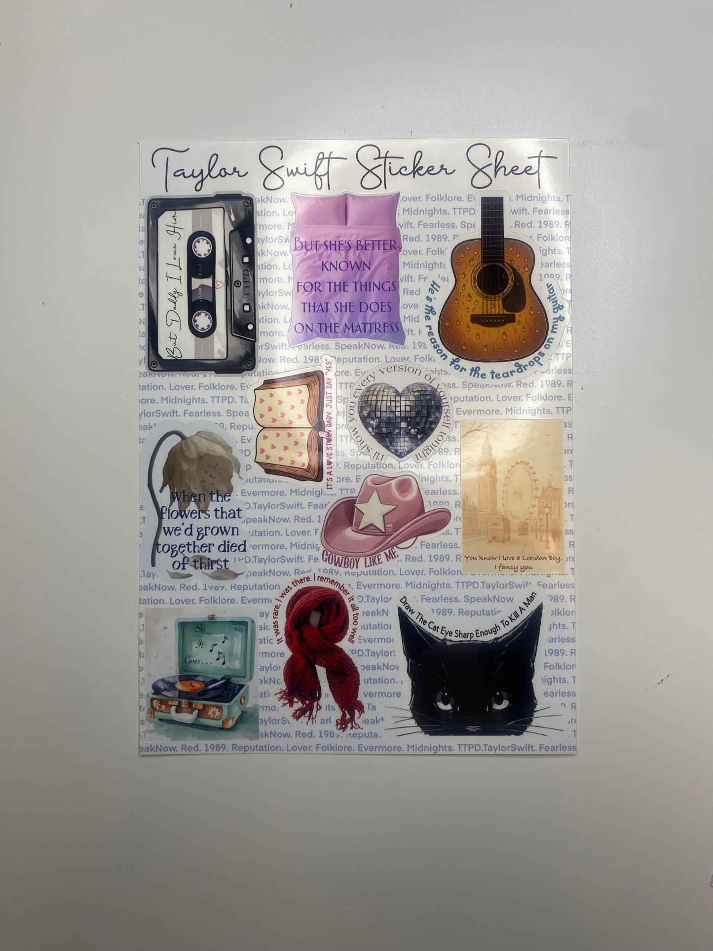 Taylor Swift Inspired Sticker Sheet