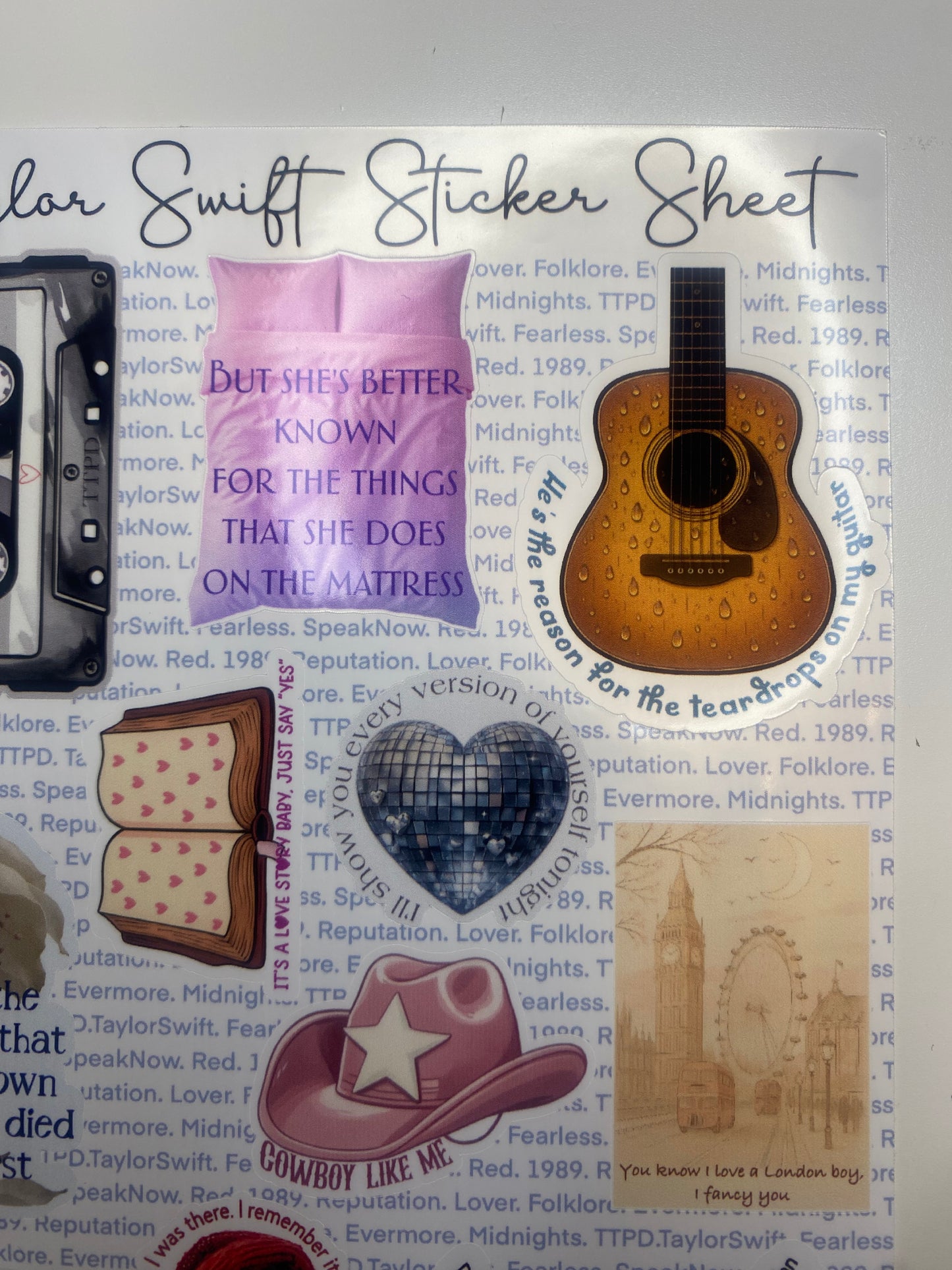 Taylor Swift Inspired Sticker Sheet