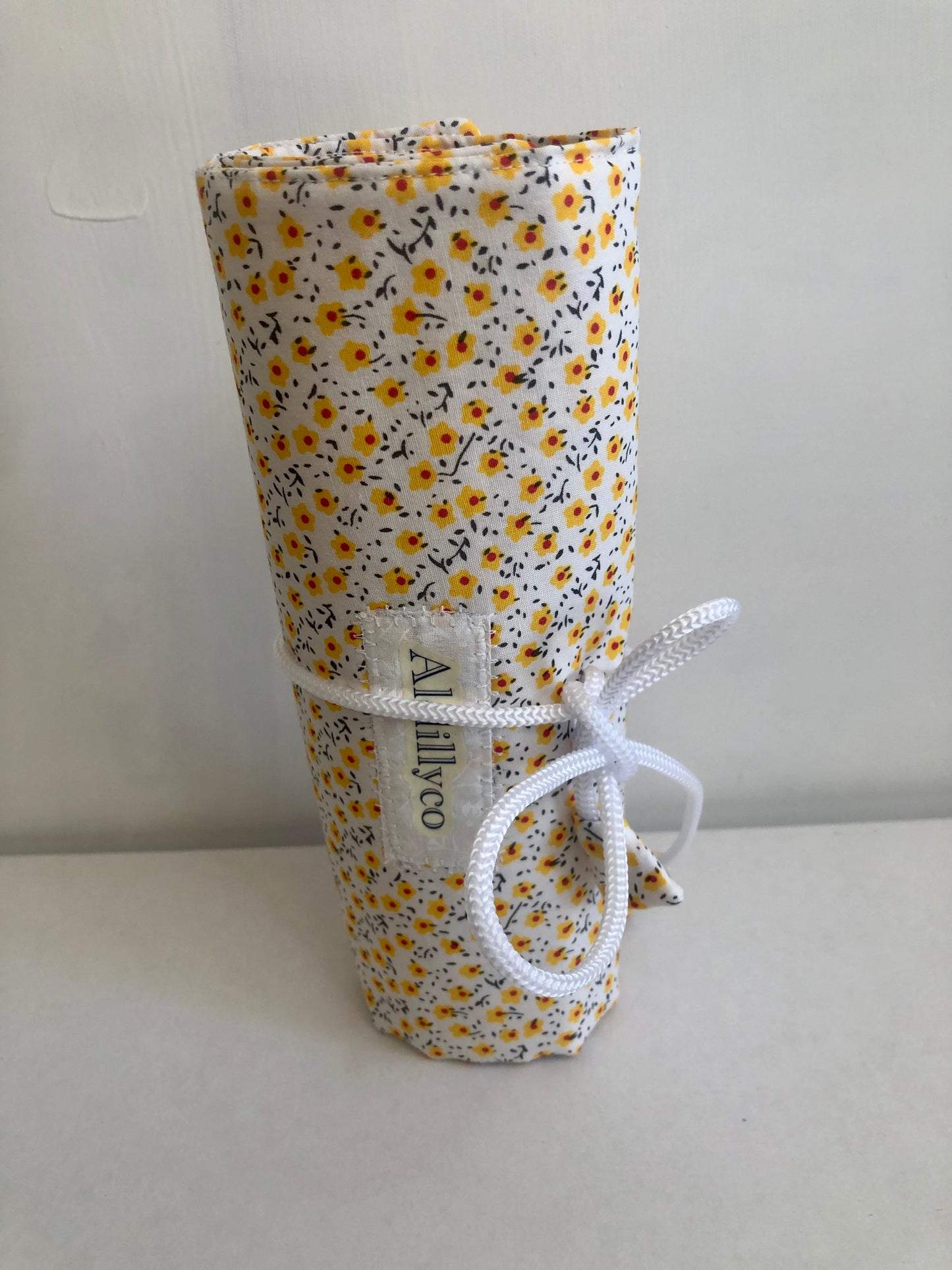 Yellow Ditsy Make Up Brush Roll