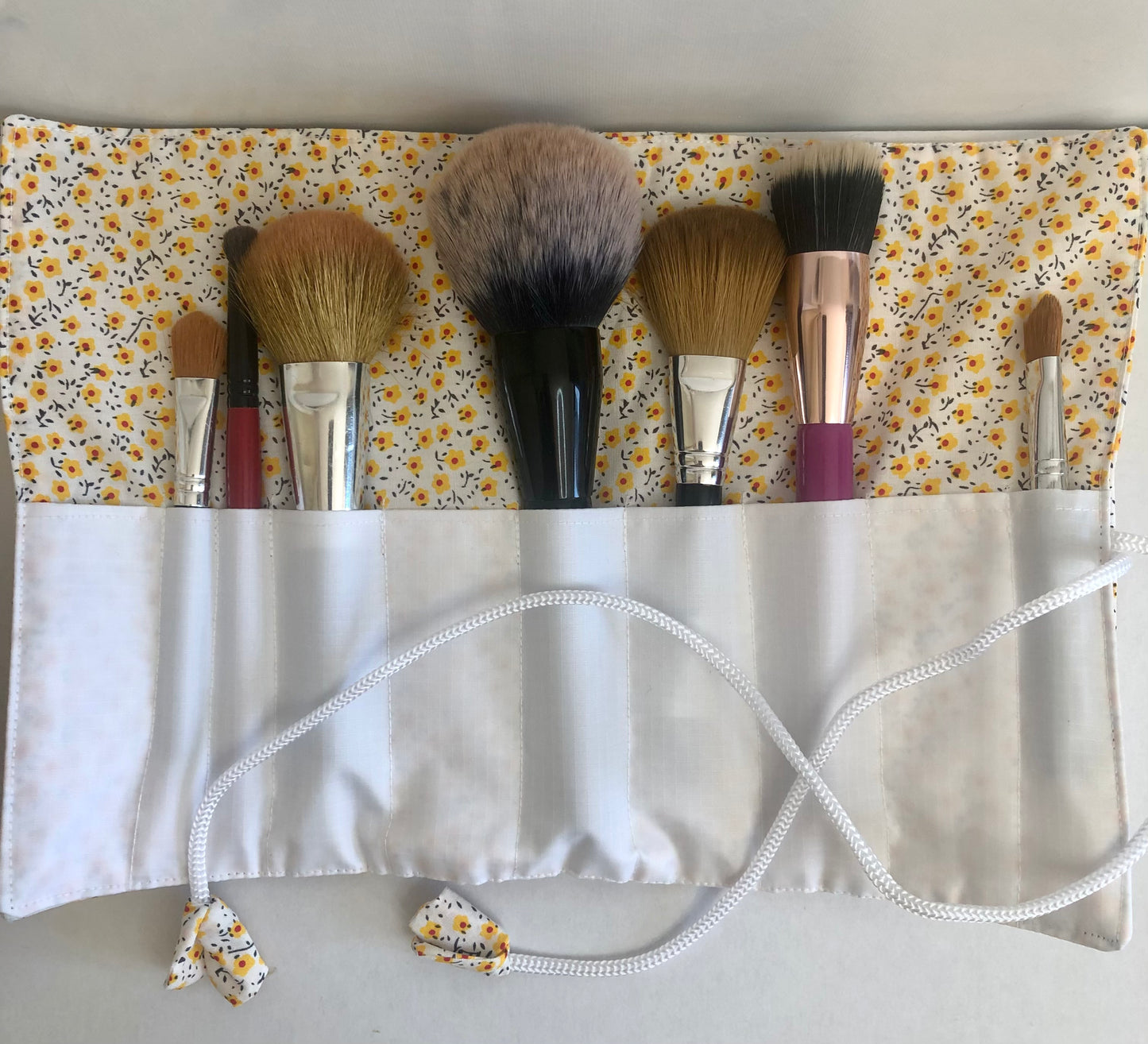 Yellow Ditsy Make Up Brush Roll