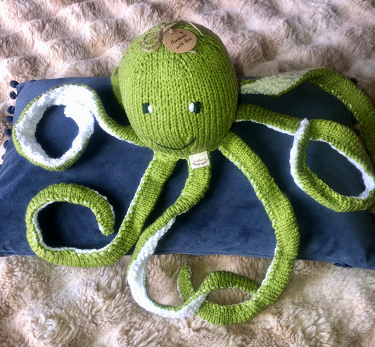 Loveable Lime Knitted Octopus