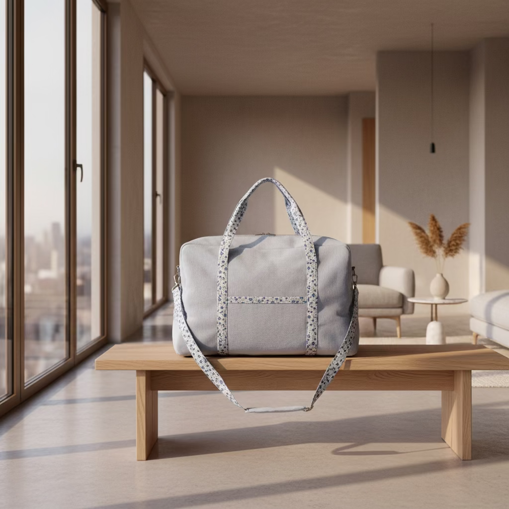 Powder Blue Needle Corduroy Weekend Bag