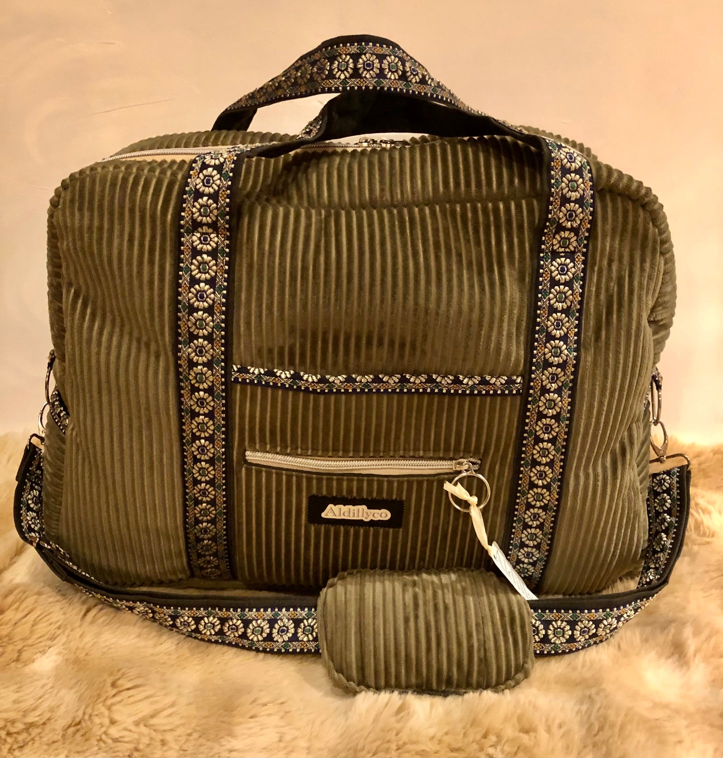 Green Corduroy Weekend Bag