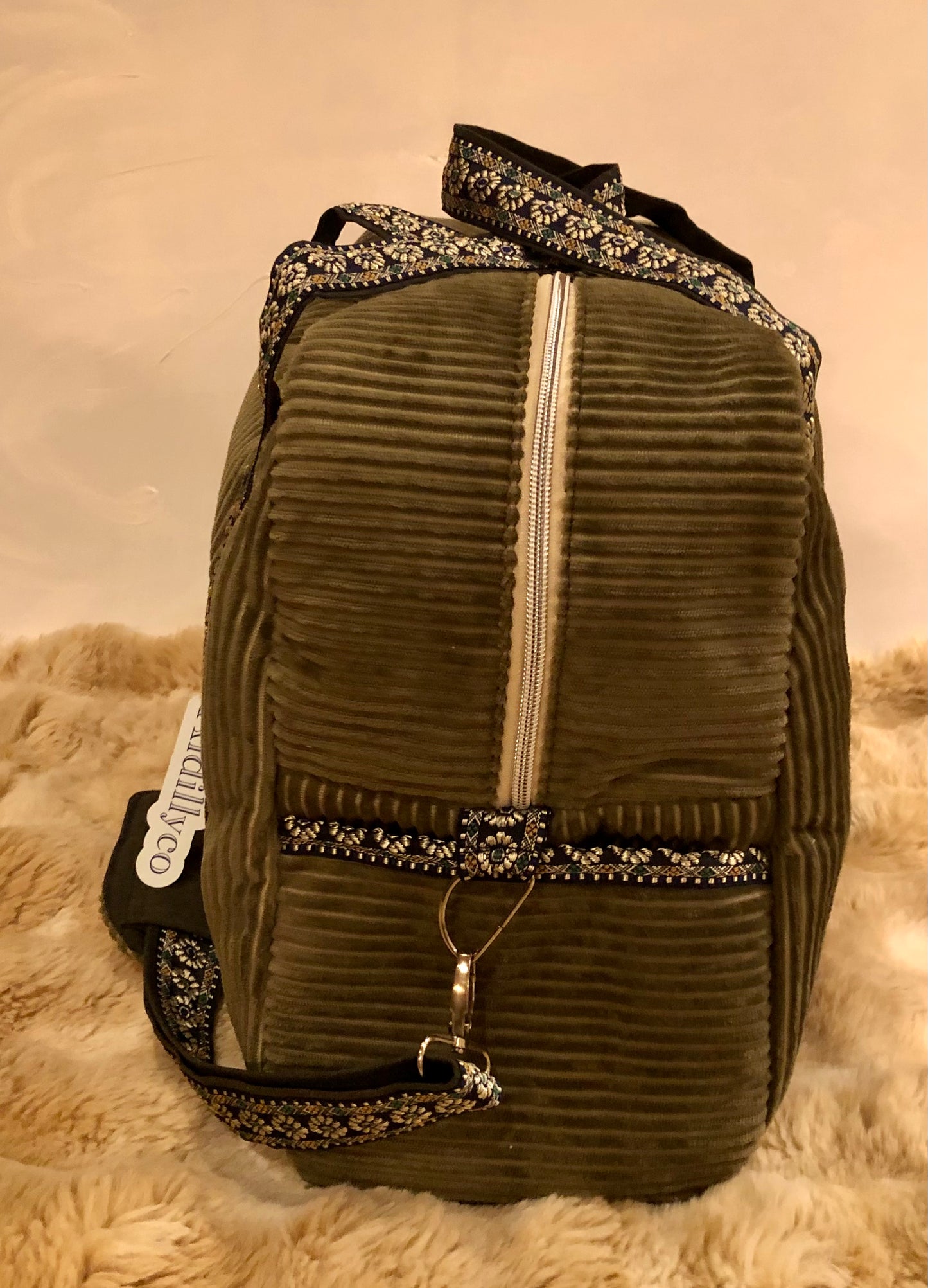 Green Corduroy Weekend Bag