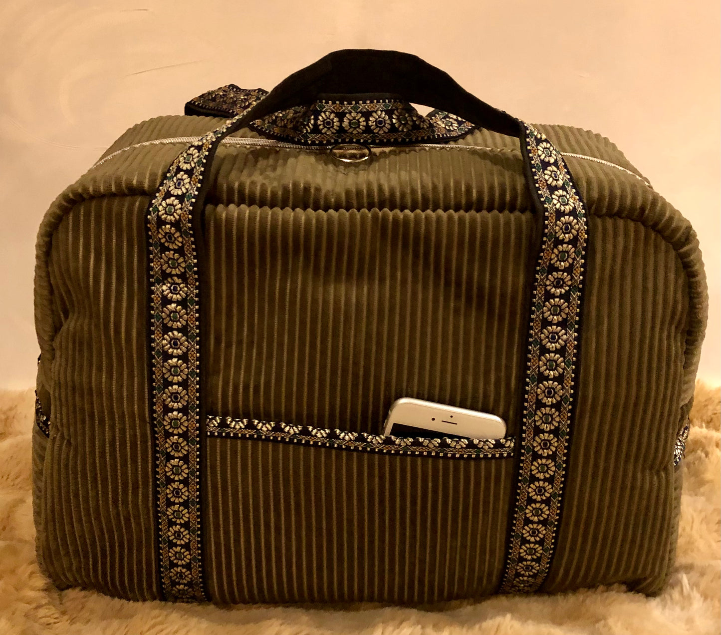 Green Corduroy Weekend Bag