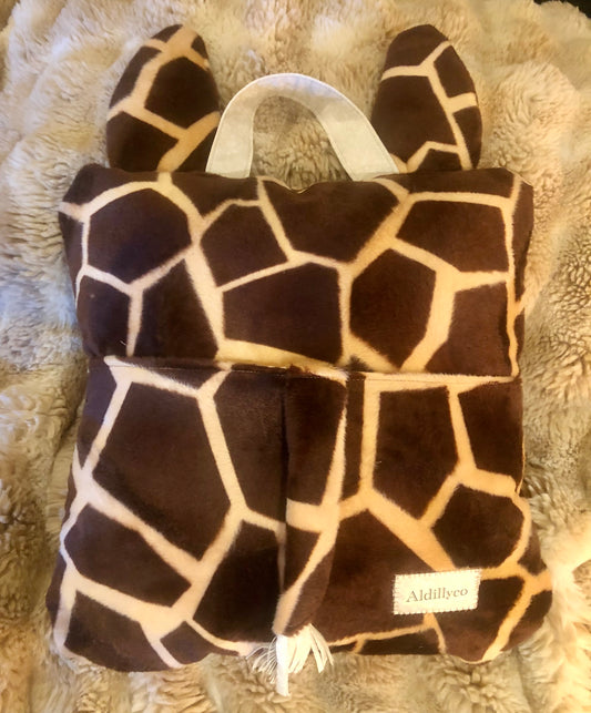 Furry Giraffe Print Book Cushion