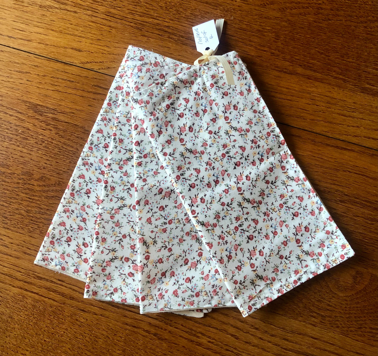 Set Of Four Napkins – Autumn Ditsy Print/Beige Cotton Canvas