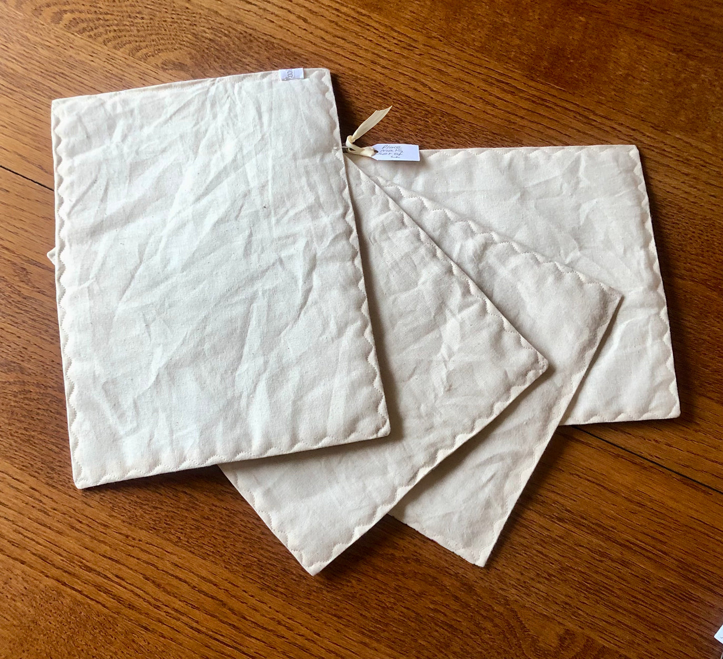 Set Of Four Place Mats – Autumn Ditsy Print/Beige Cotton Canvas