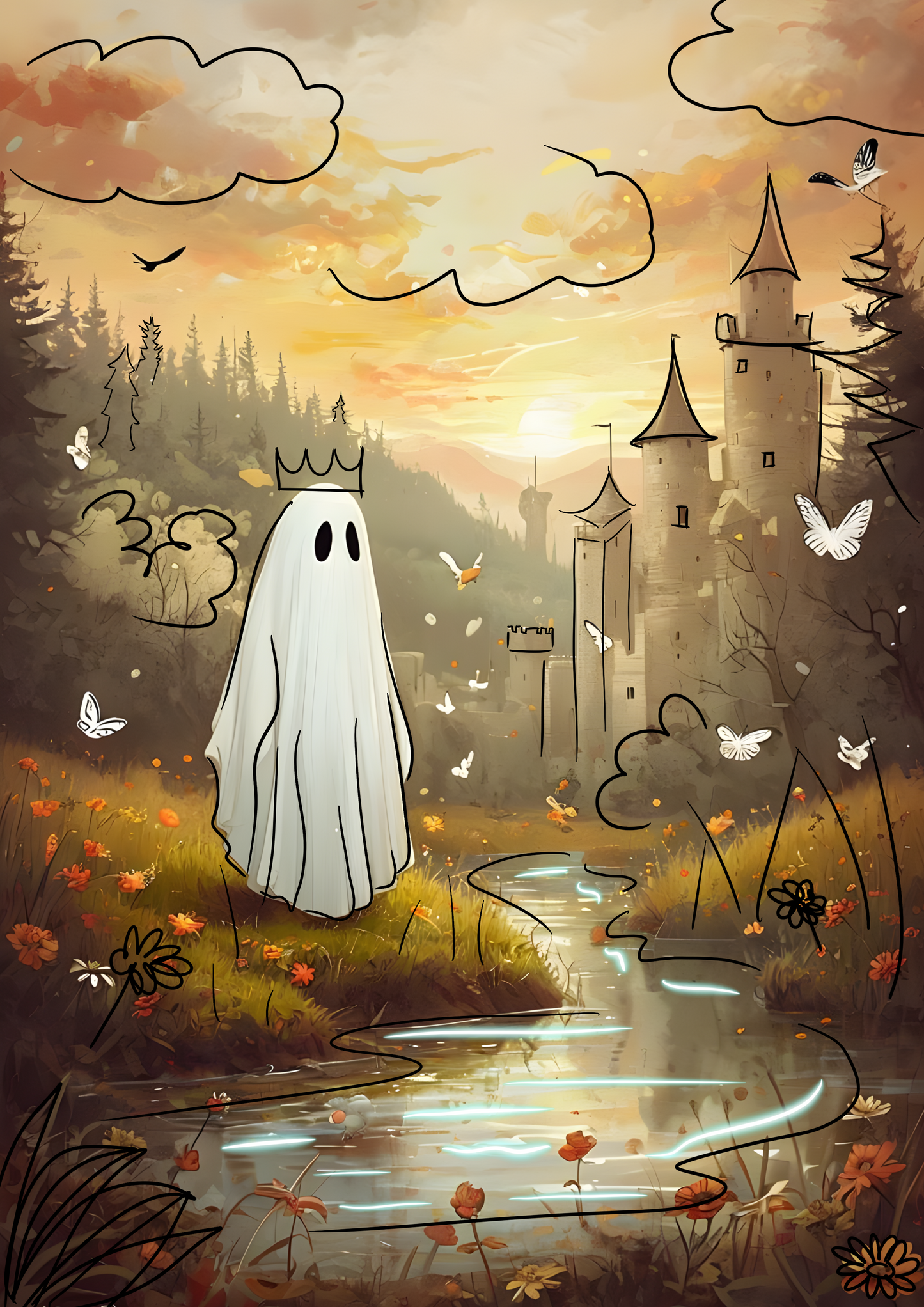 Doodle Ghost Print